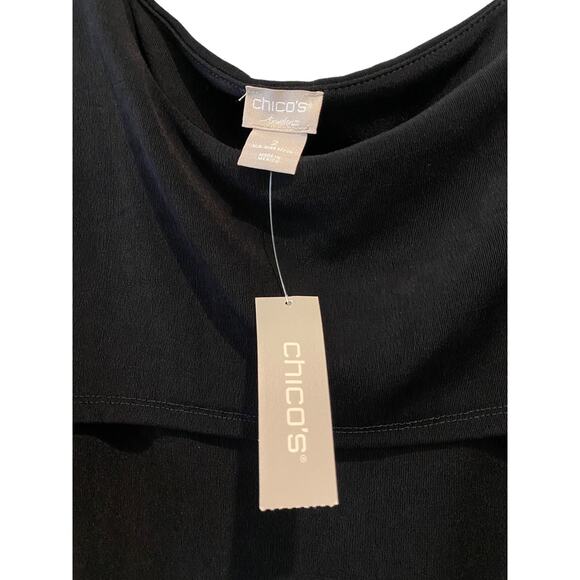 Chico’s NEW Travels Classic Capelet Tunic Top Plus Size 2X 12-14 Black Stretchy - Picture 7 of 14